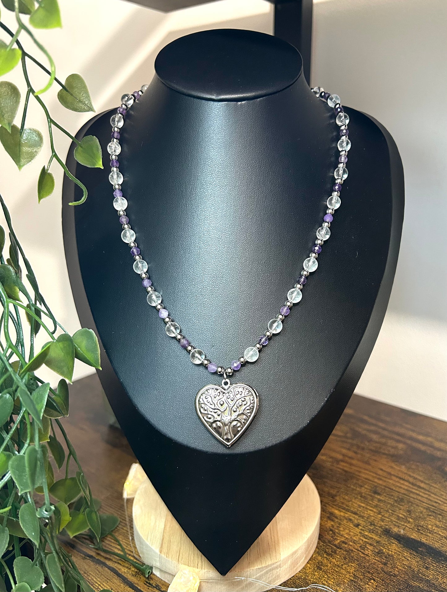 Collier améthyste et cristal