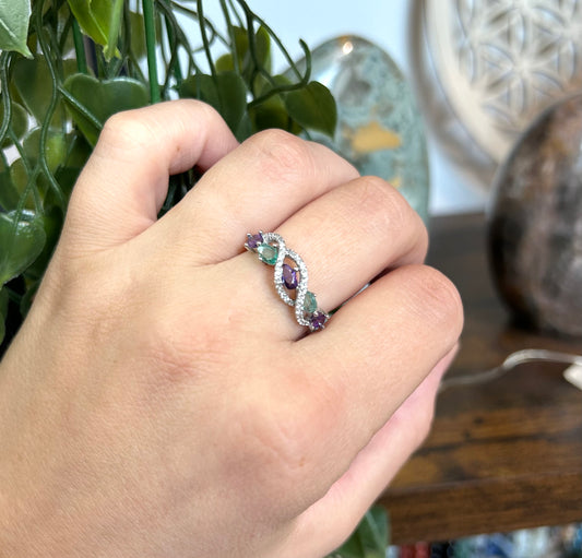 Bague améthyste et fluorite