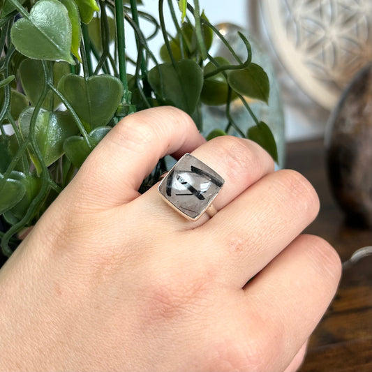 Bague quartz rutile tourmaline