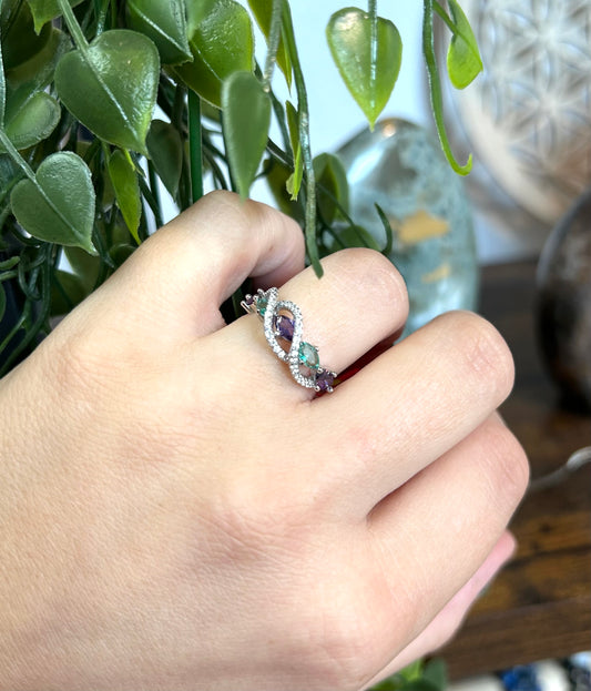 Bague améthyste et fluorite