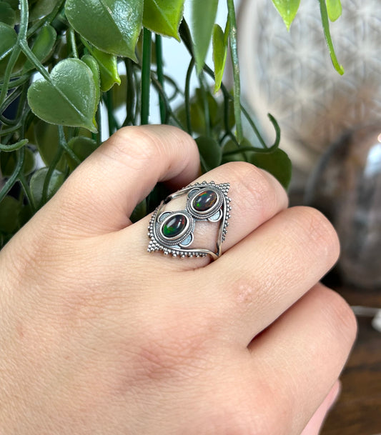 Bague opale noir