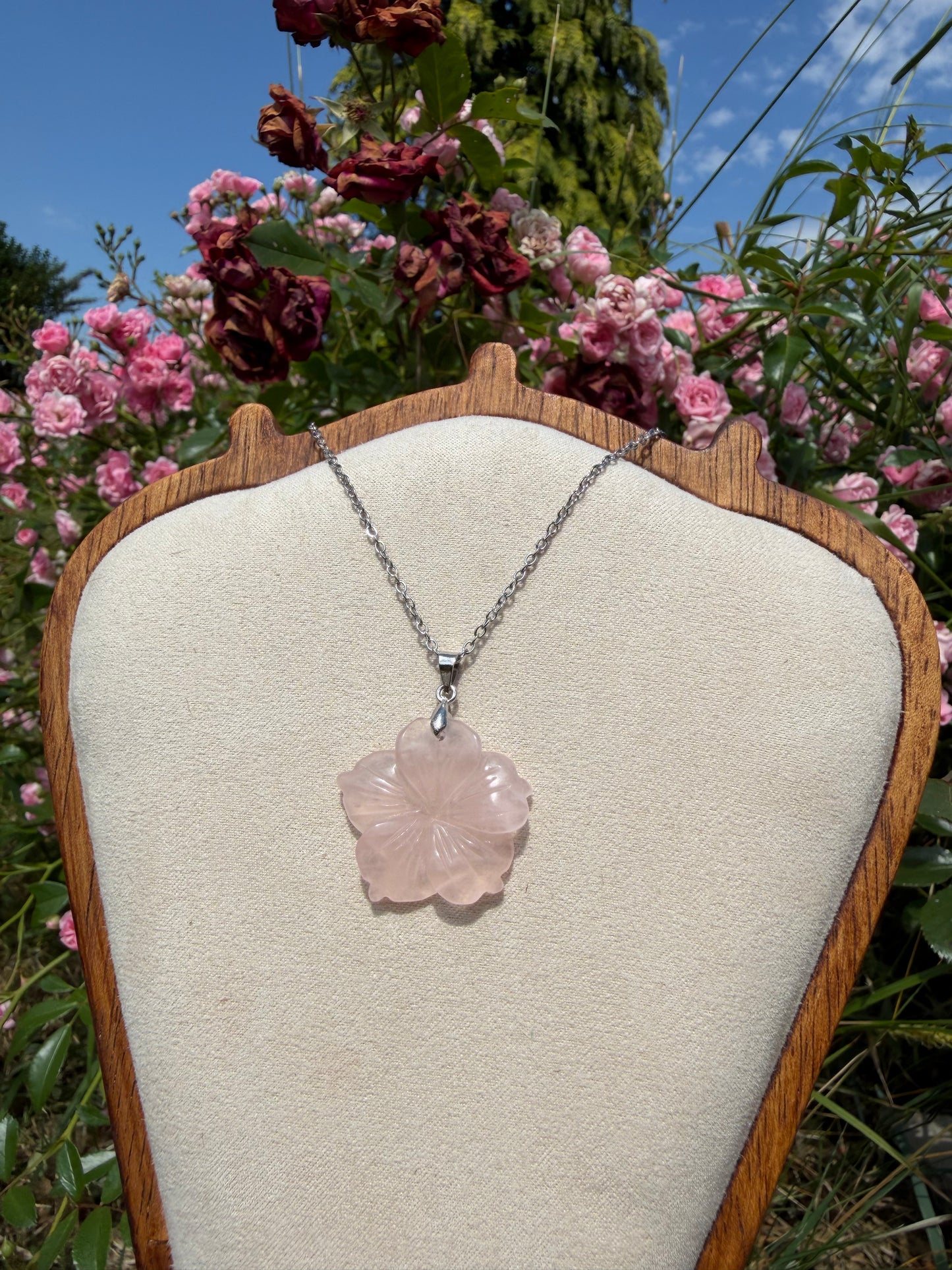 Pendentif quartz rose