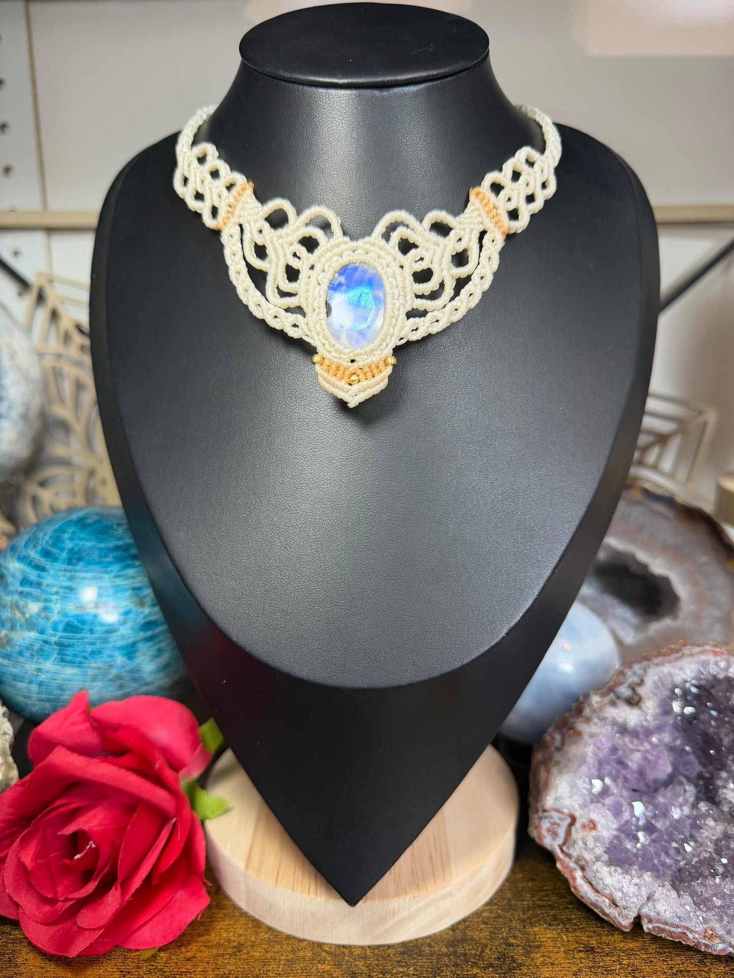 Collier Macramé Péristerite