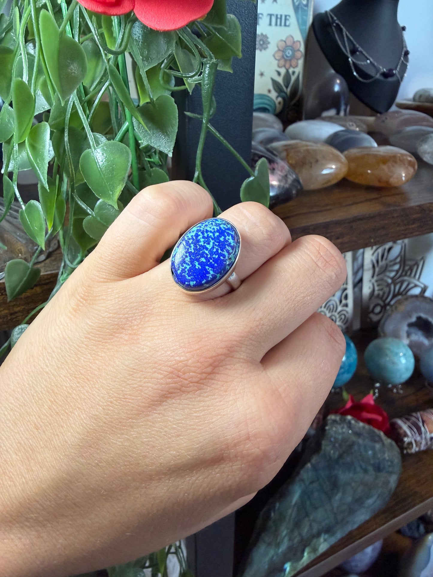 Bague Azurite ajustable en argent