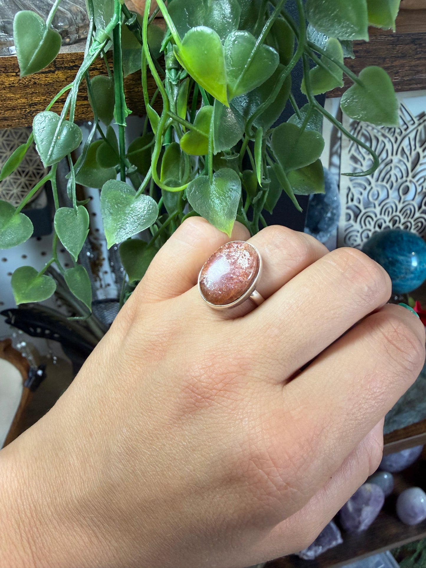 Bague Pierre de soleil ajustable en argent