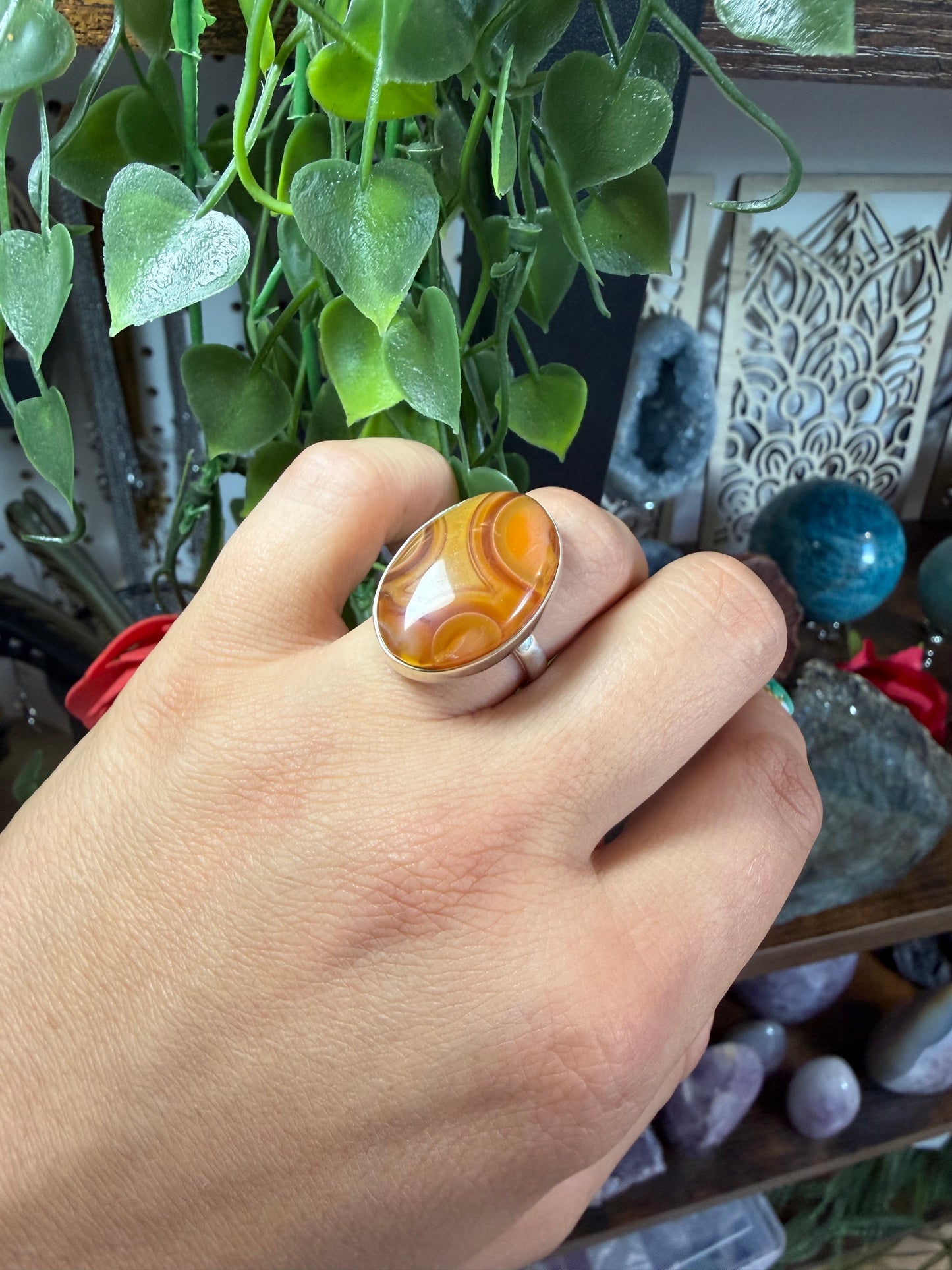 Bague Cornaline ajustable en argent