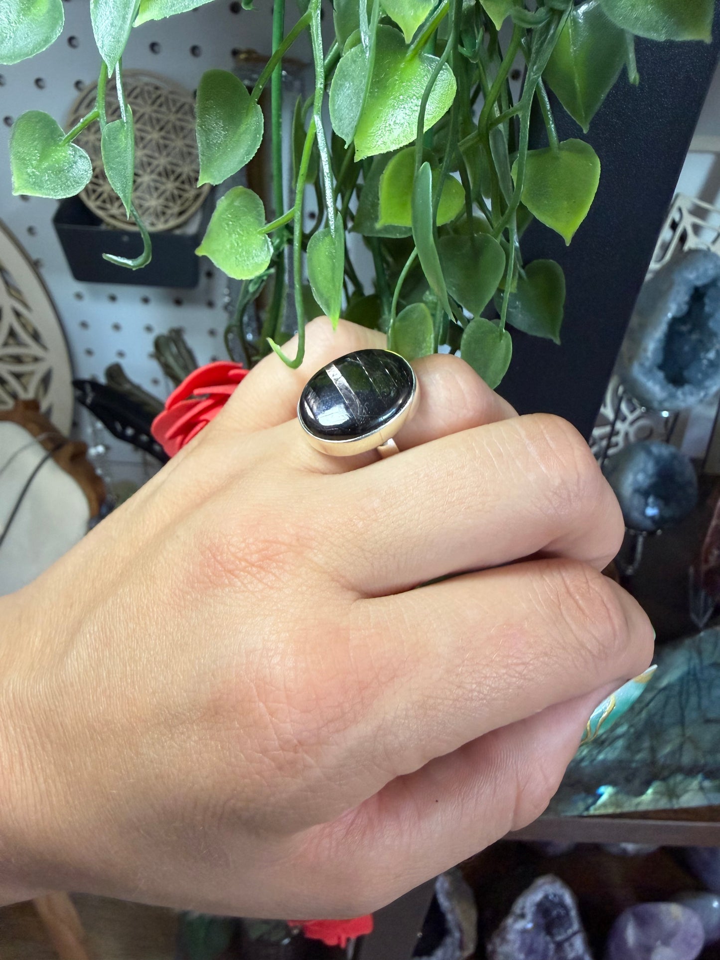 Bague Hypersthène ajustable en argent